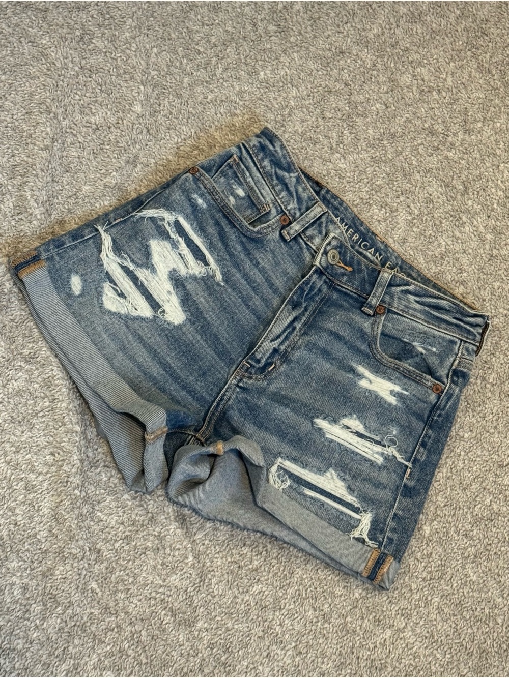 Men's Distressed Blue Denim Shorts